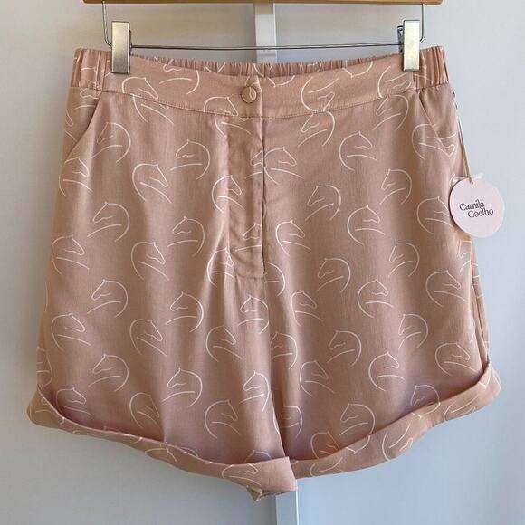 NWT Camila Coelho Shorts Horse Motif Sketches sz M CUTE! - Picture 4 of 14